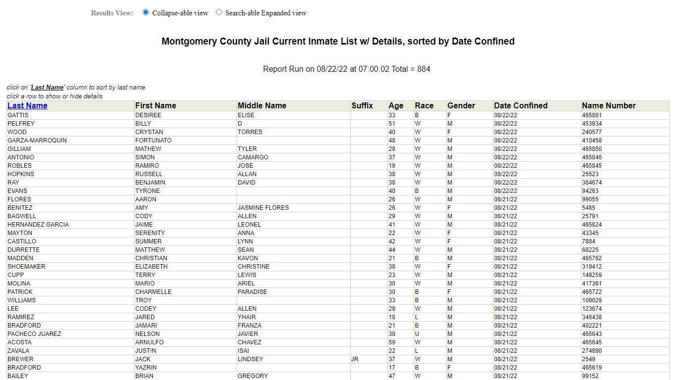 Jail Roster - Montgomery County, Texas